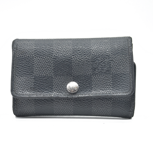 WELL WORN $345 Louis Vuitton Damier Graphite Multicles 6 Ring Key Case Black CT3180 2010