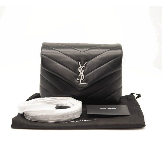 Saint Laurent Toy Loulou Strap Bag in Quilted Y Shoulder Bag Black