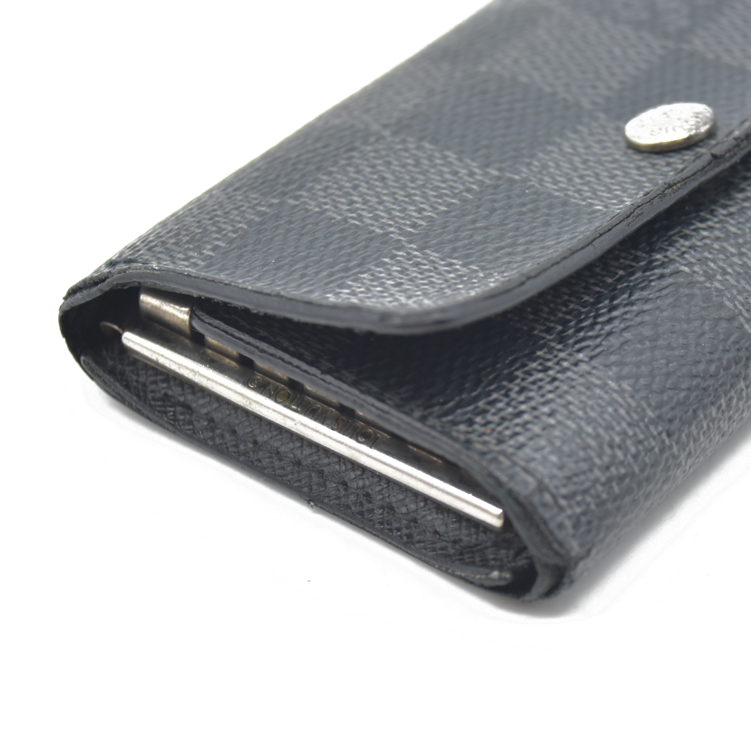 WELL WORN $345 Louis Vuitton Damier Graphite Multicles 6 Ring Key Case Black CT3180 2010