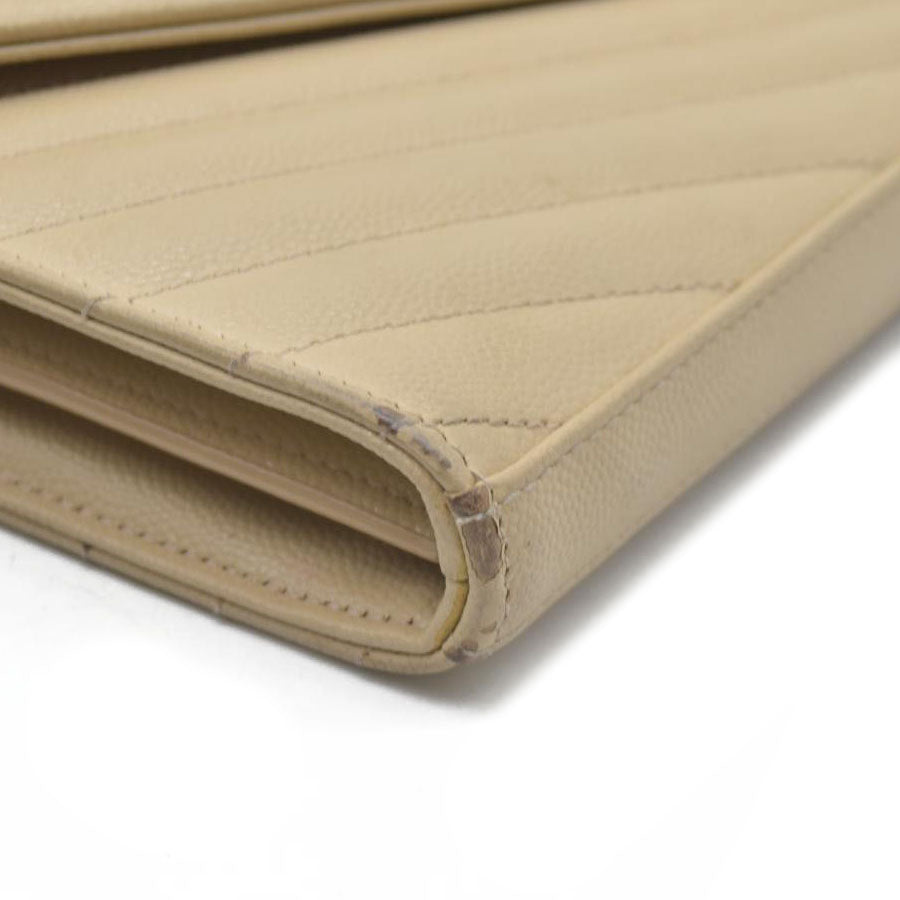 $1590 Saint Laurent Chevron Envelope Small Beige