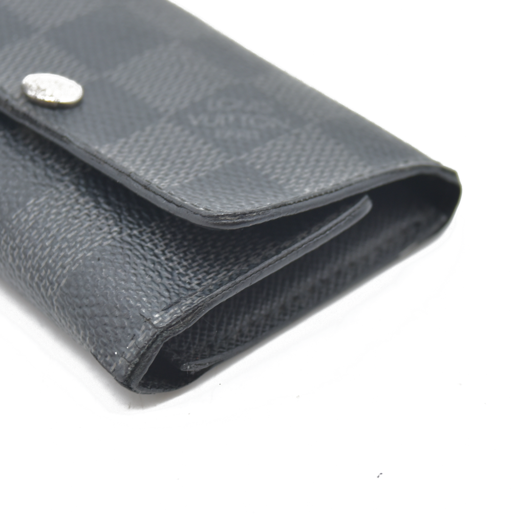 WELL WORN $345 Louis Vuitton Damier Graphite Multicles 6 Ring Key Case Black CT3180 2010