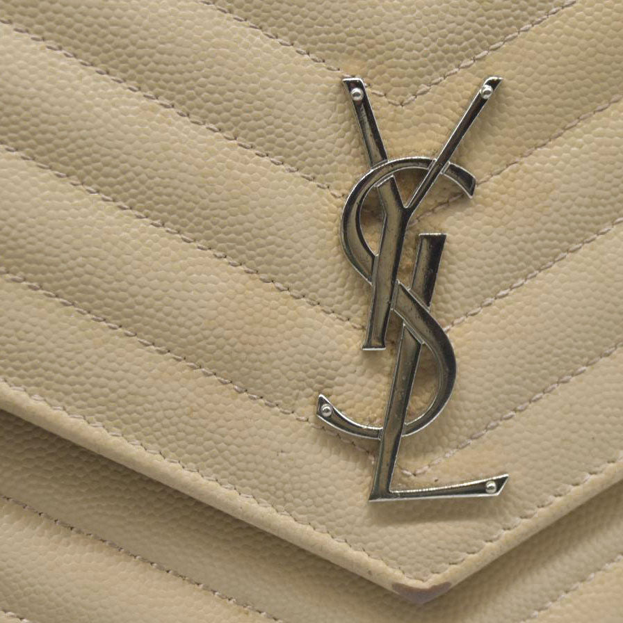 $1590 Saint Laurent Chevron Envelope Small Beige