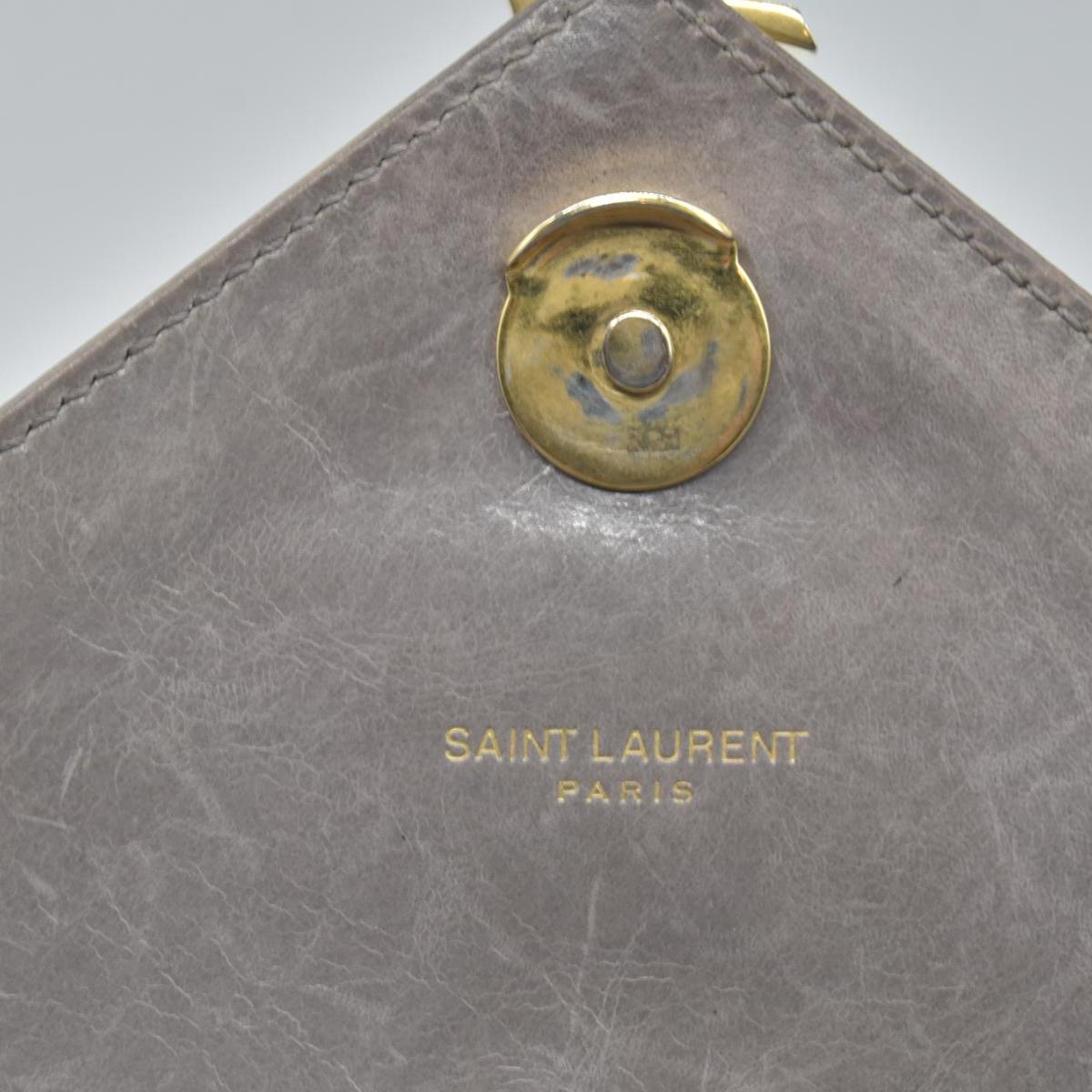 Saint Laurent Waxed Calfskin Matelasse Chevron Medium Monogram College Bag Fog Gray