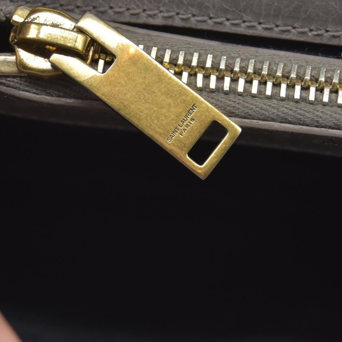 Saint Laurent Waxed Calfskin Matelasse Chevron Medium Monogram College Bag Fog Gray
