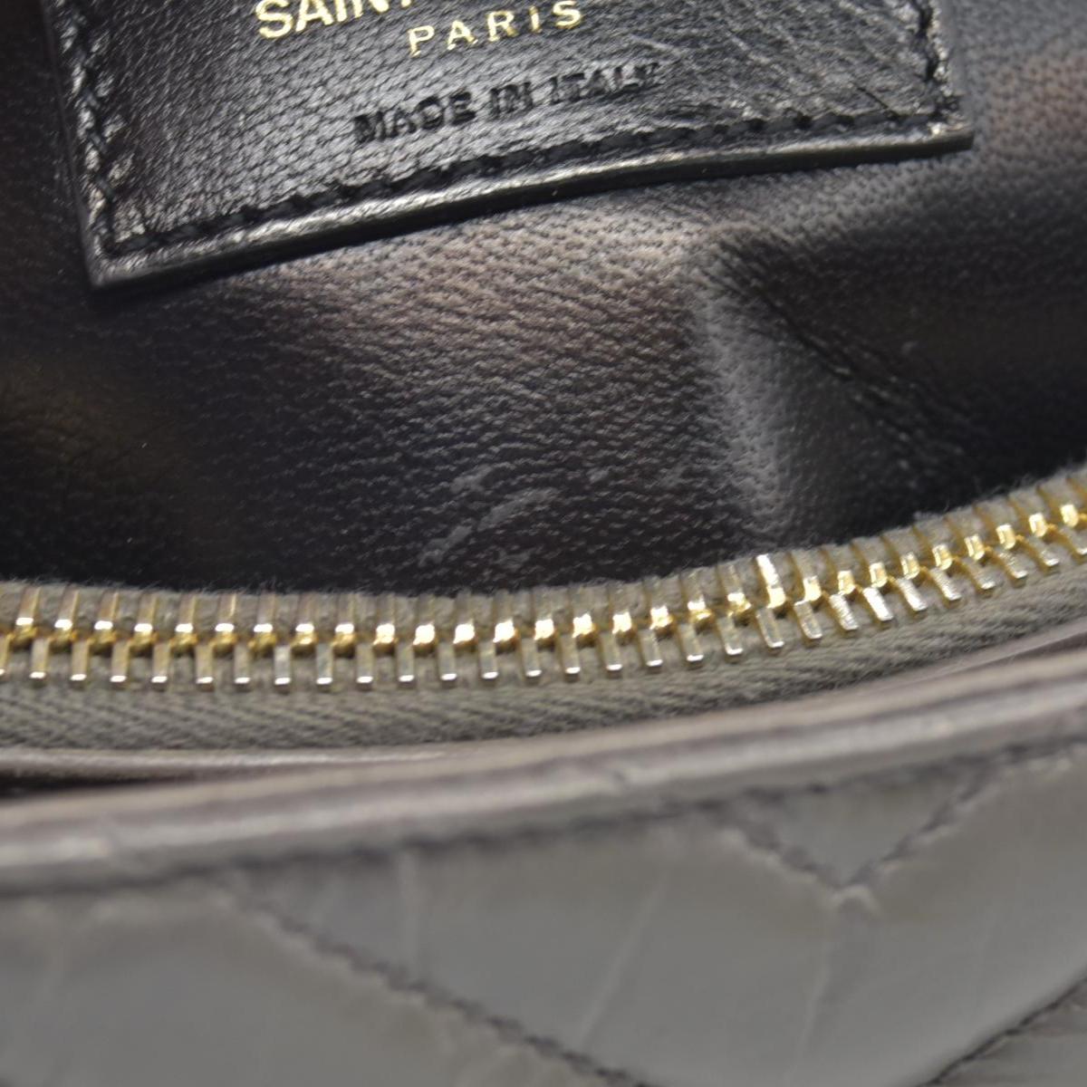 Saint Laurent Waxed Calfskin Matelasse Chevron Medium Monogram College Bag Fog Gray