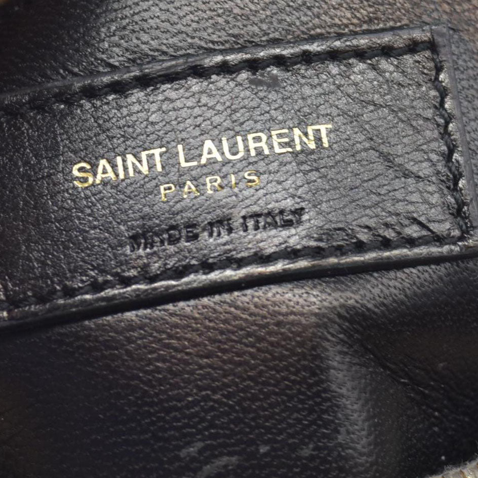Saint Laurent Waxed Calfskin Matelasse Chevron Medium Monogram College Bag Fog Gray