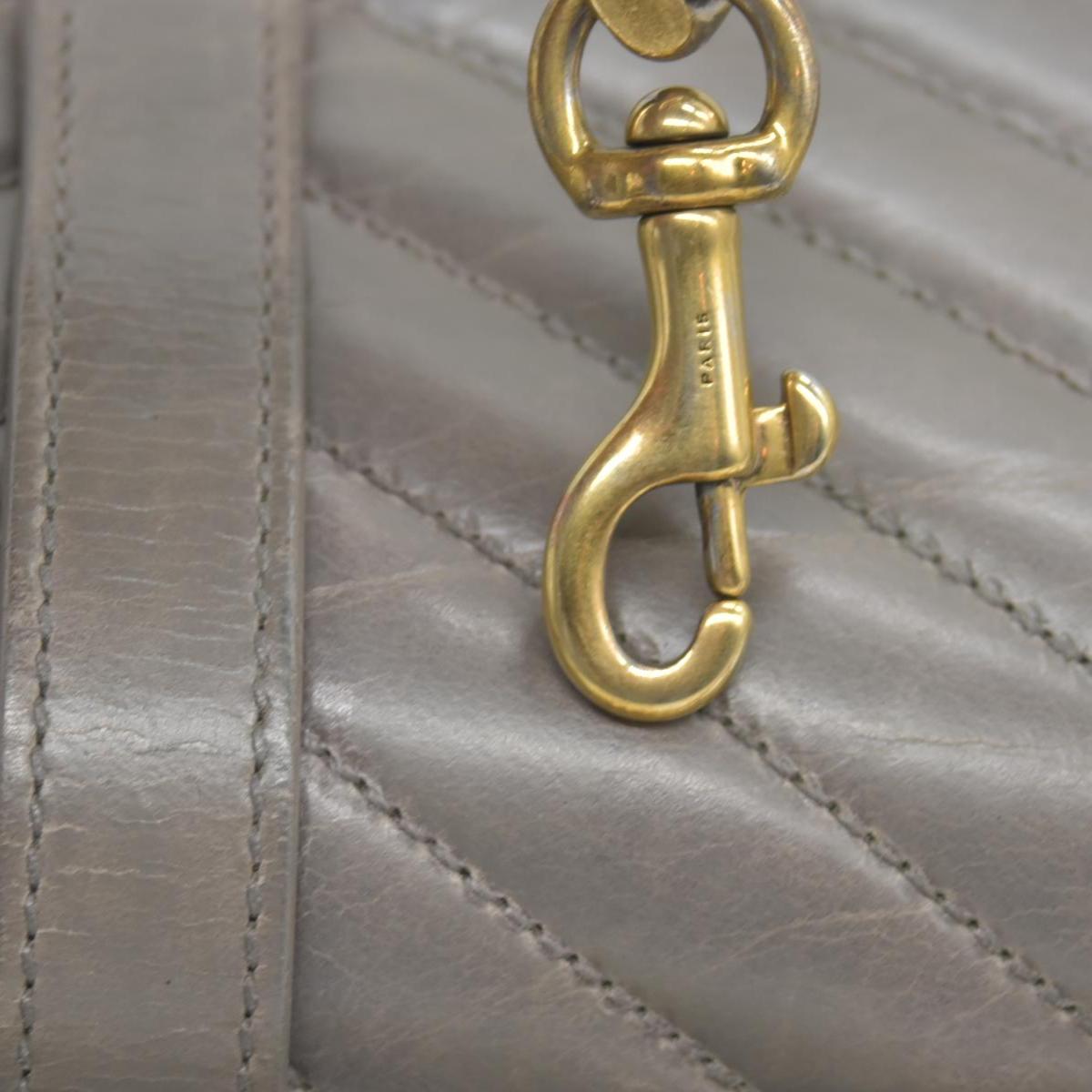 Saint Laurent Waxed Calfskin Matelasse Chevron Medium Monogram College Bag Fog Gray