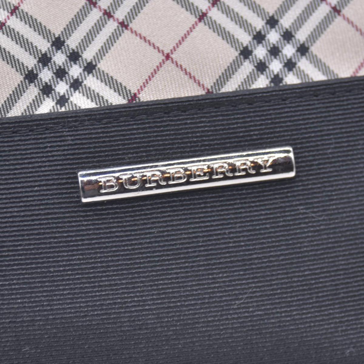 $380 BURBERRY Canvas & Check Nylon Cosmetic Pouch Black Beige CONSIGNMENT 10021232