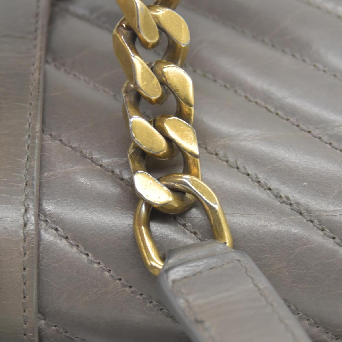 Saint Laurent Waxed Calfskin Matelasse Chevron Medium Monogram College Bag Fog Gray