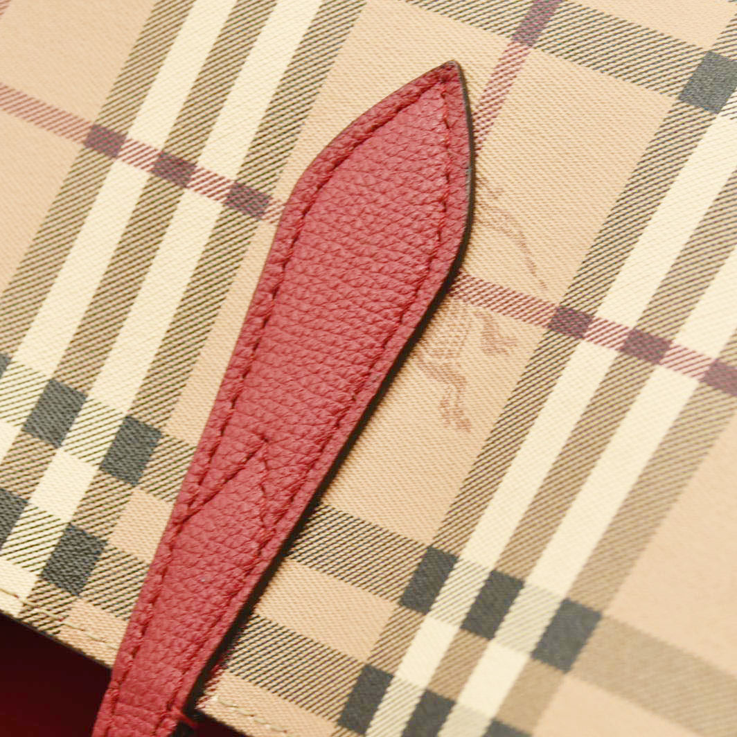 Burberry  Haymarket Check Medium Reversible Tote Poppy Red