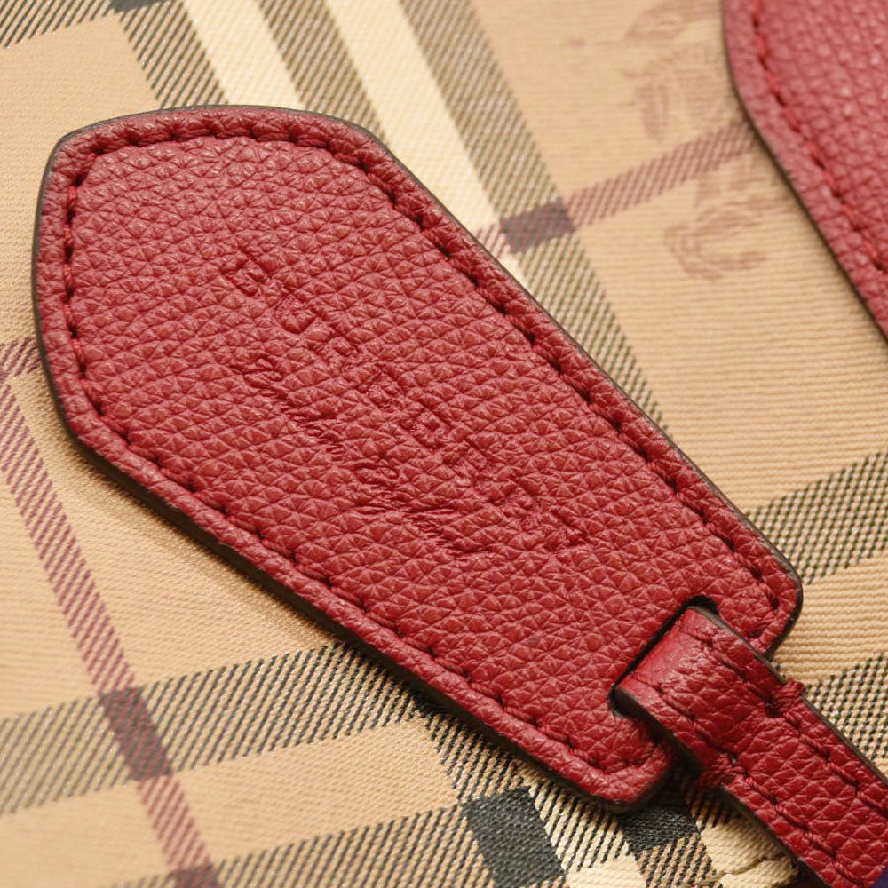 Burberry  Haymarket Check Medium Reversible Tote Poppy Red