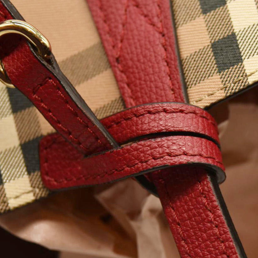 Burberry  Haymarket Check Medium Reversible Tote Poppy Red