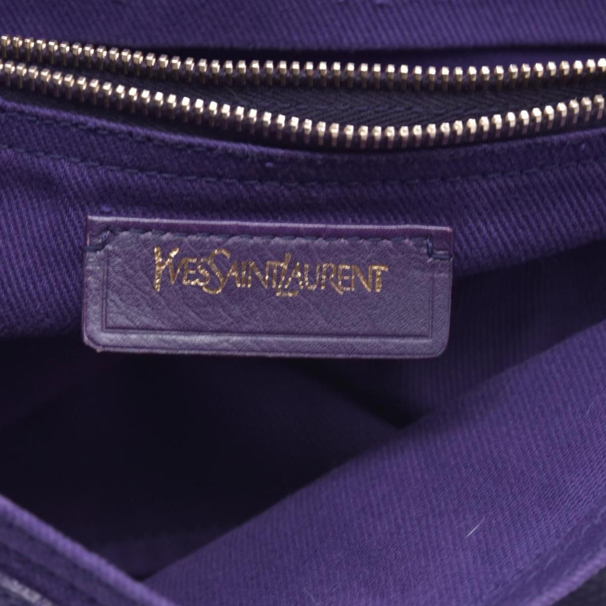 $1890 SAINT LAURENT Grained Leather Muse Two Top Handle Bag Purple CONSIGNMENT 10021248