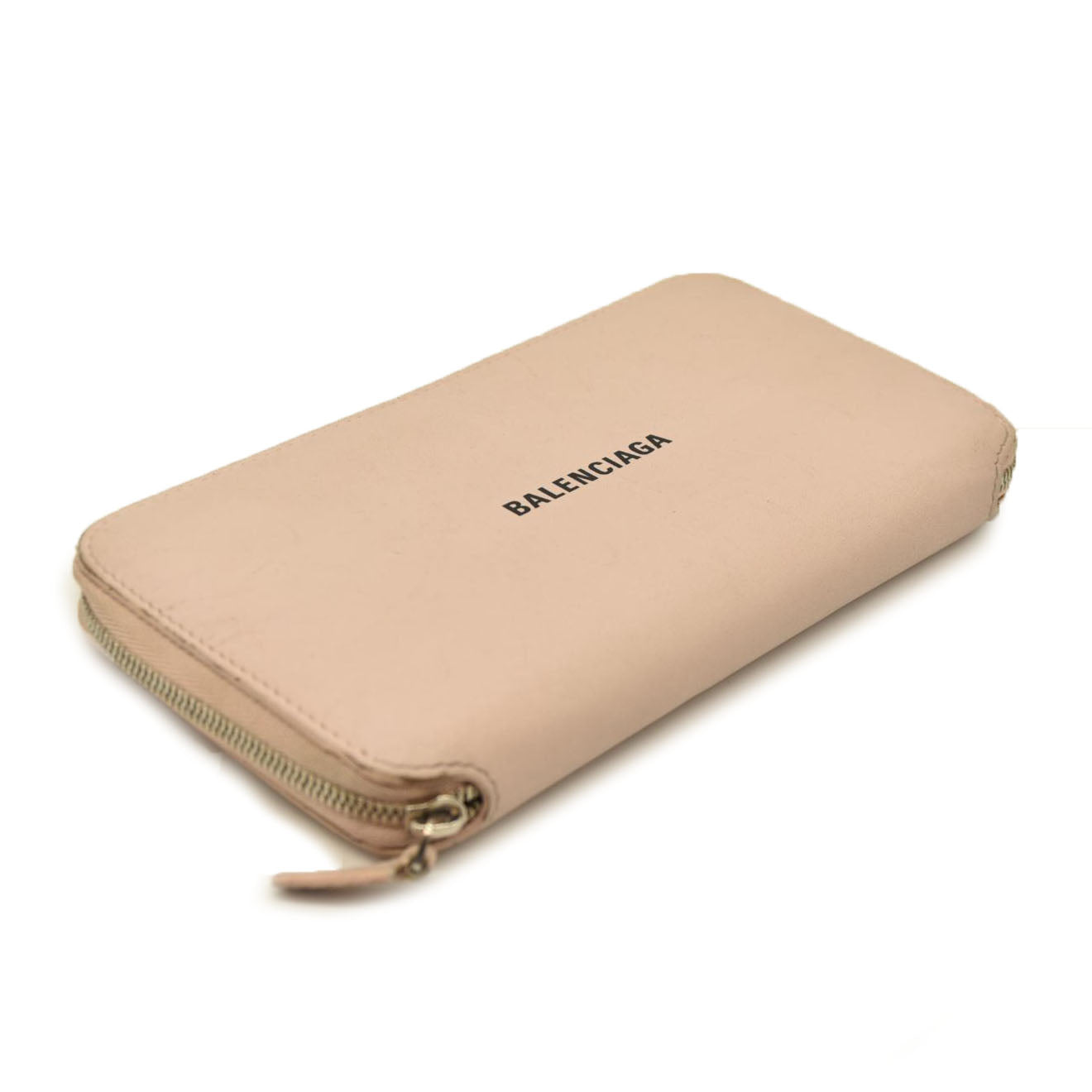 $650 Balenciaga Logo Everyday Calfskin Leather Continental Wallet Pink