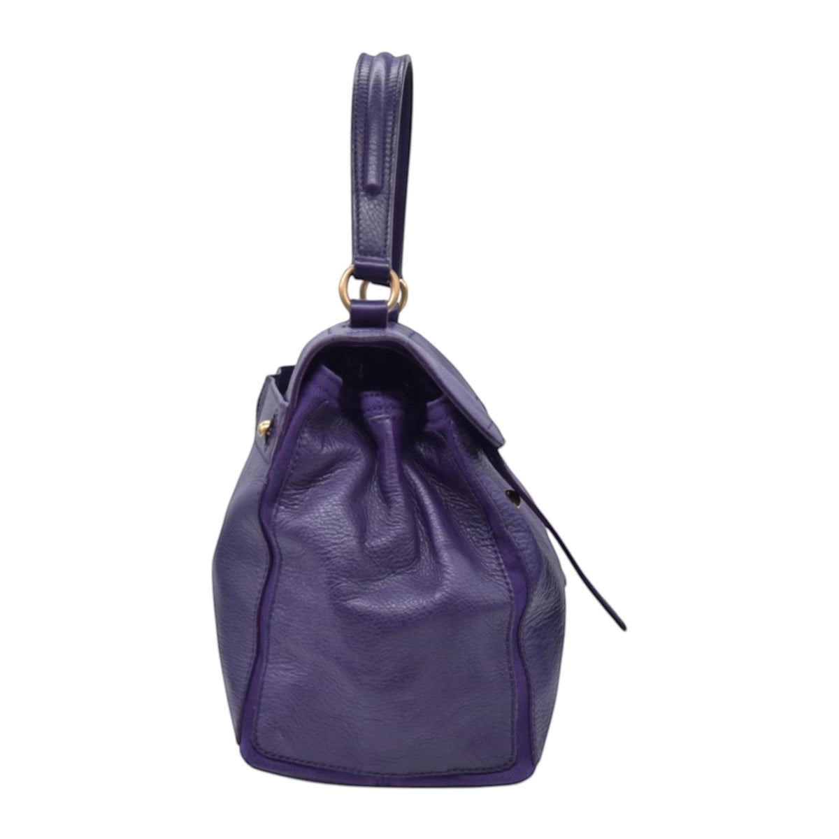 $1890 SAINT LAURENT Grained Leather Muse Two Top Handle Bag Purple CONSIGNMENT 10021248