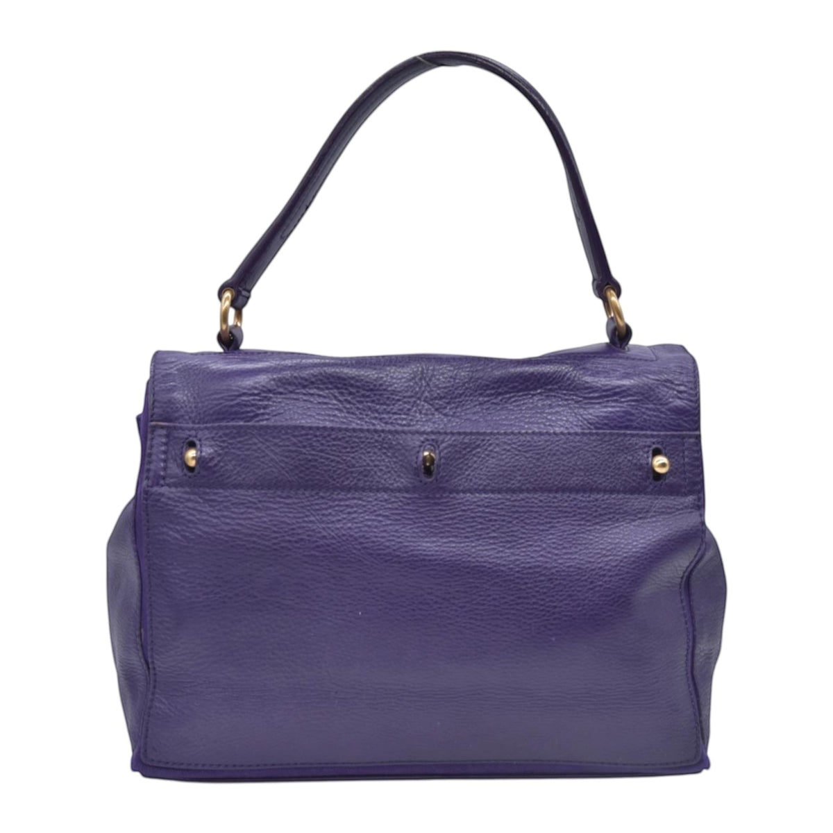 $1890 SAINT LAURENT Grained Leather Muse Two Top Handle Bag Purple CONSIGNMENT 10021248