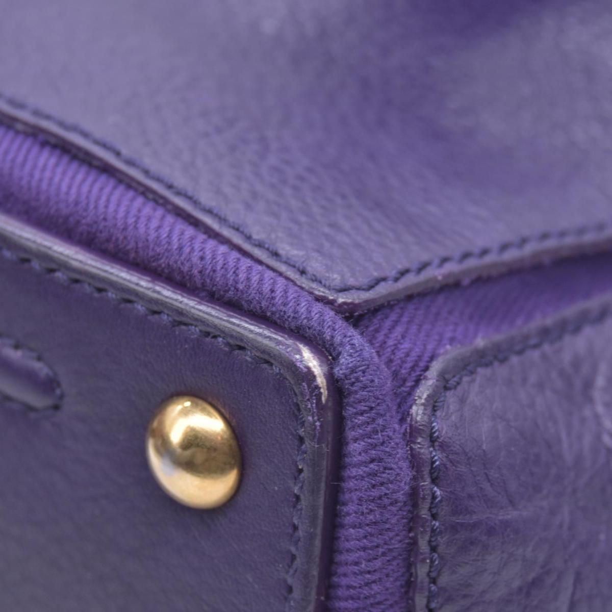 $1890 SAINT LAURENT Grained Leather Muse Two Top Handle Bag Purple CONSIGNMENT 10021248