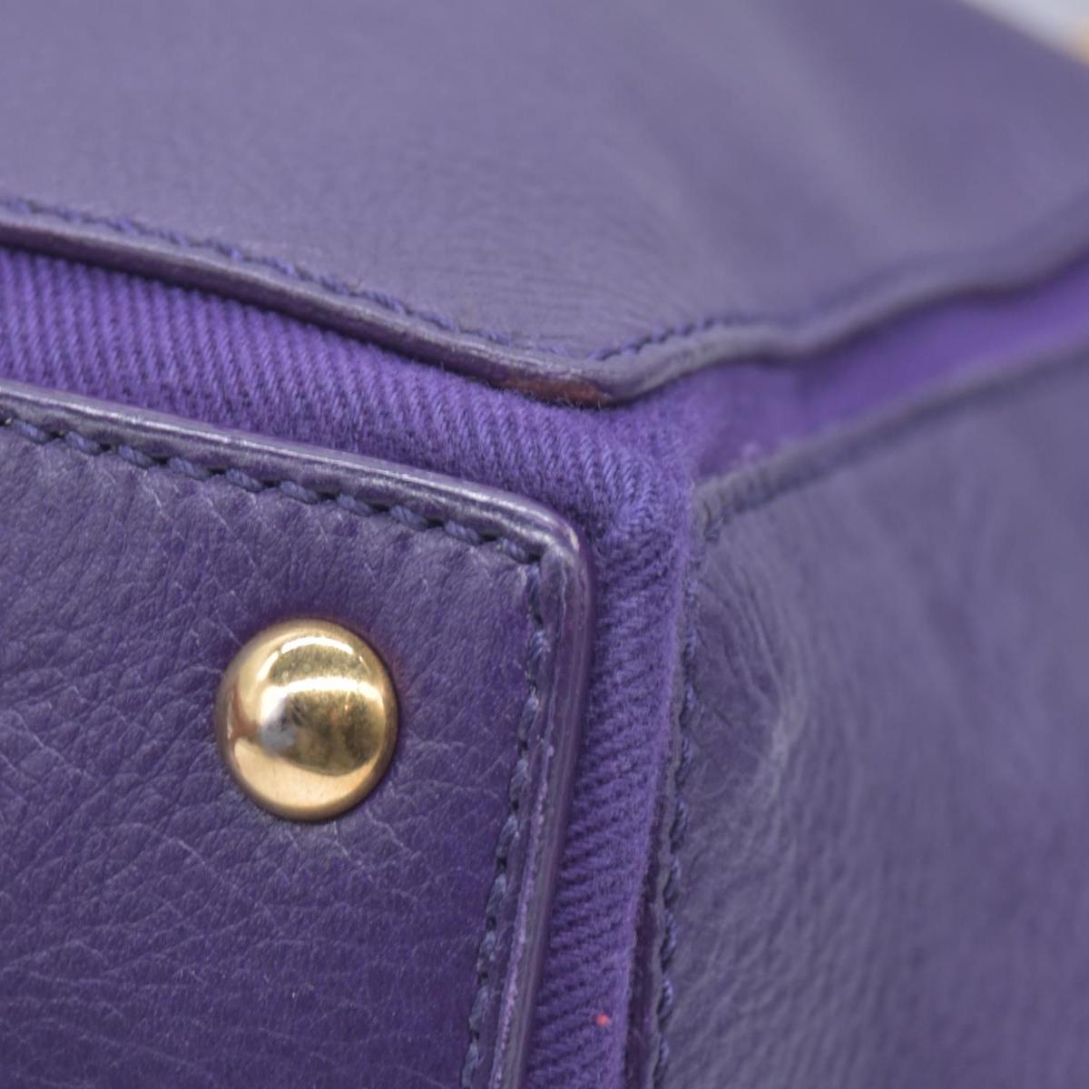 $1890 SAINT LAURENT Grained Leather Muse Two Top Handle Bag Purple CONSIGNMENT 10021248