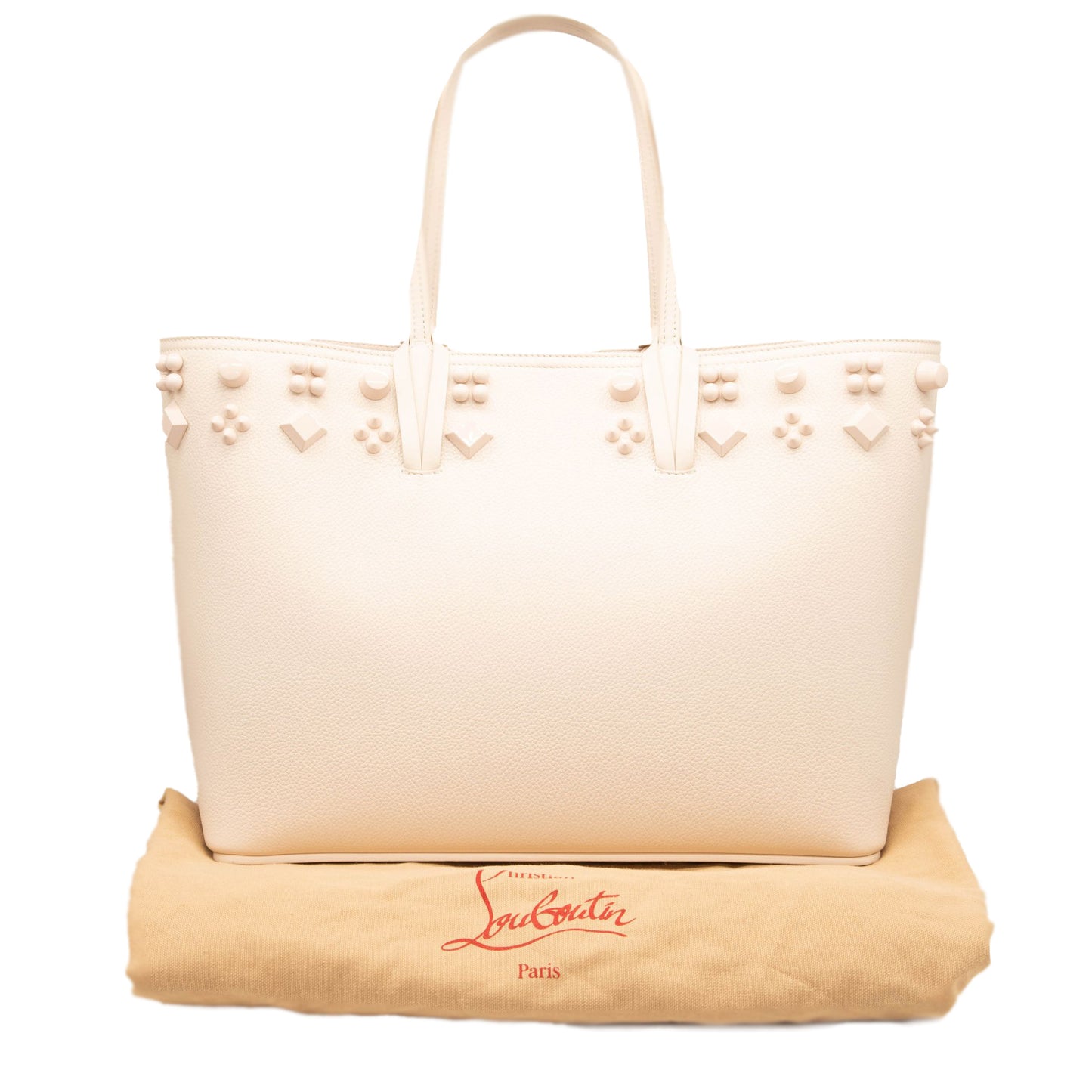 NEW Christian Louboutin Cabata Empire Spike Studded Leather Tote Bag