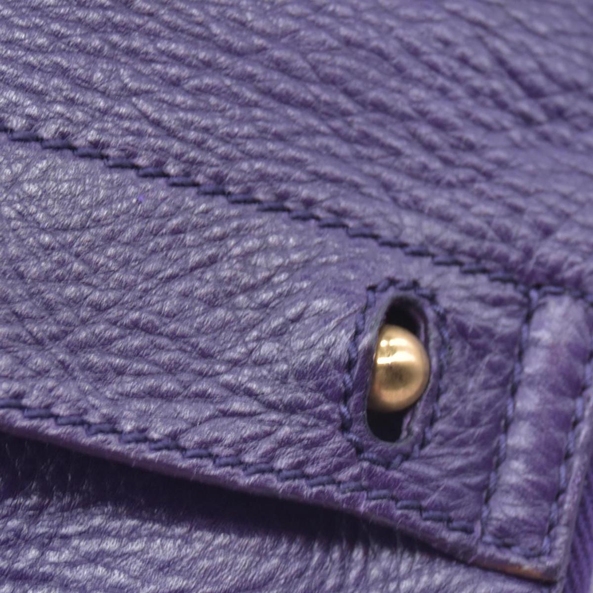 $1890 SAINT LAURENT Grained Leather Muse Two Top Handle Bag Purple CONSIGNMENT 10021248