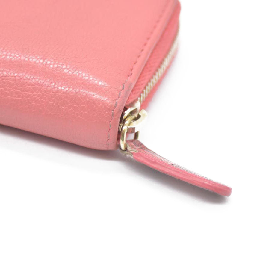 CHANEL CC Logo Leather Coin Purse Wallet Pink 26515186