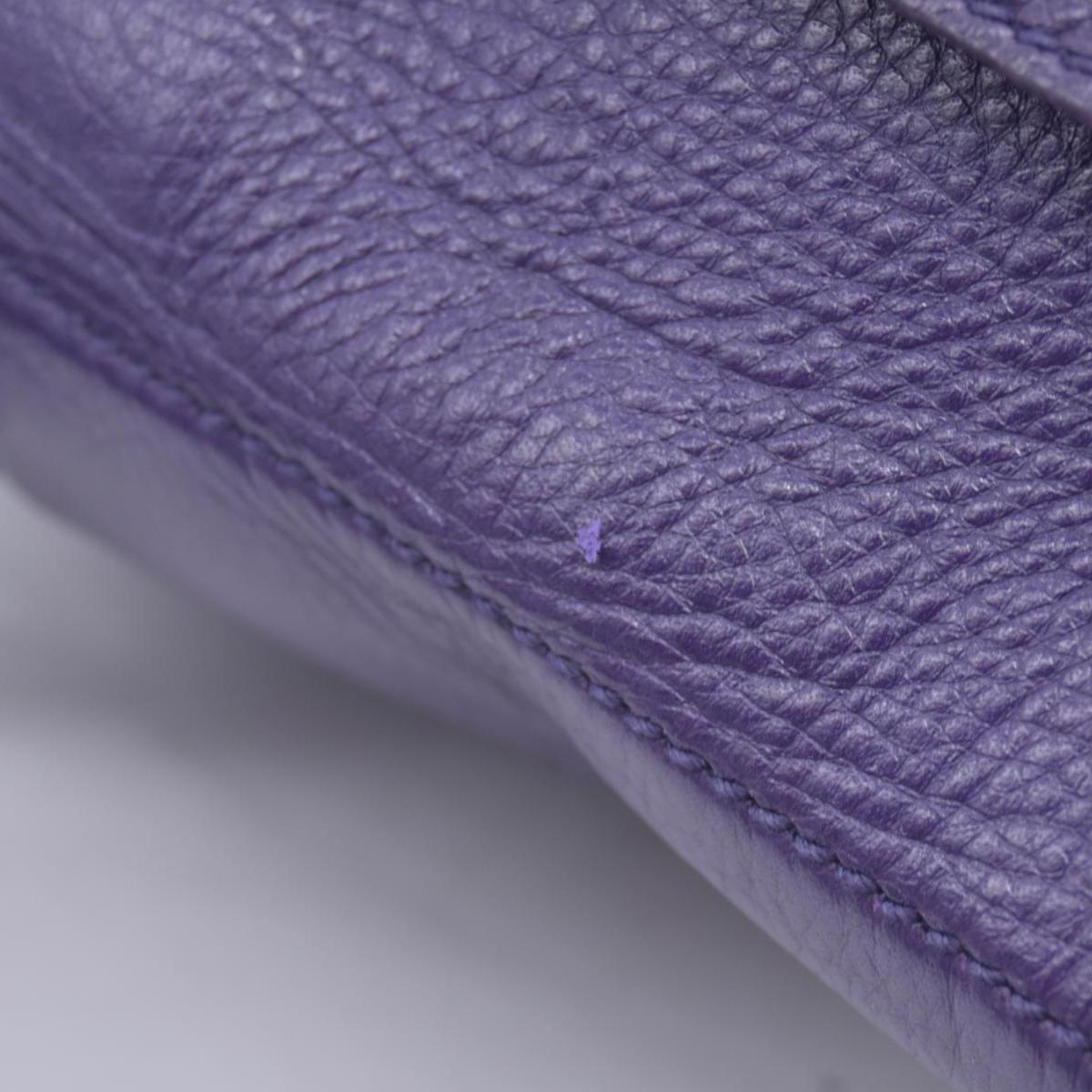 $1890 SAINT LAURENT Grained Leather Muse Two Top Handle Bag Purple CONSIGNMENT 10021248
