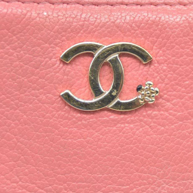 CHANEL CC Logo Leather Coin Purse Wallet Pink 26515186