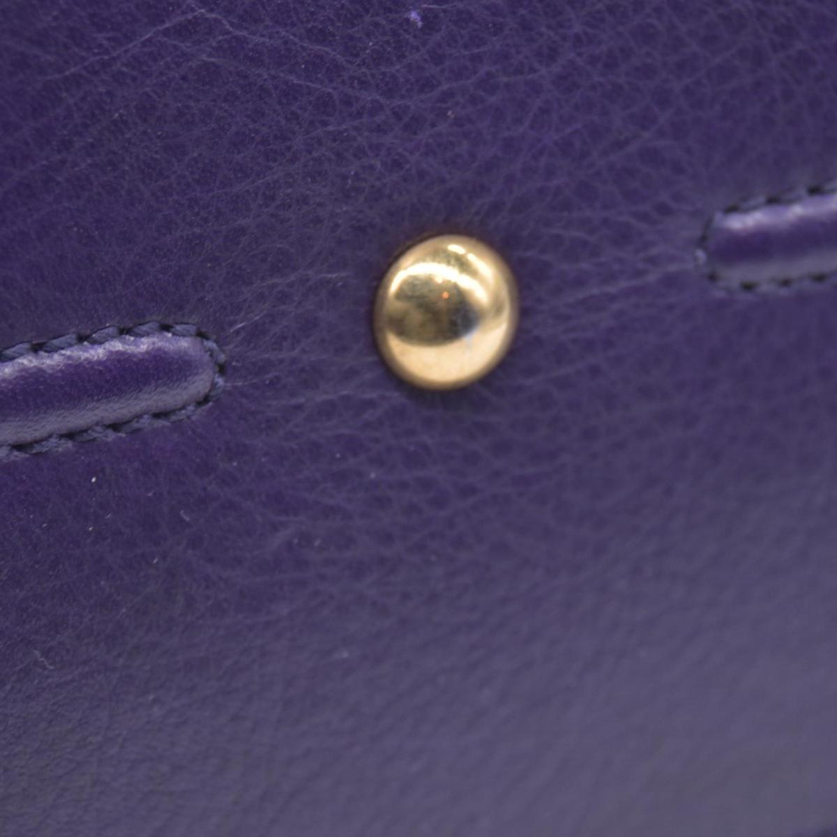 $1890 SAINT LAURENT Grained Leather Muse Two Top Handle Bag Purple CONSIGNMENT 10021248