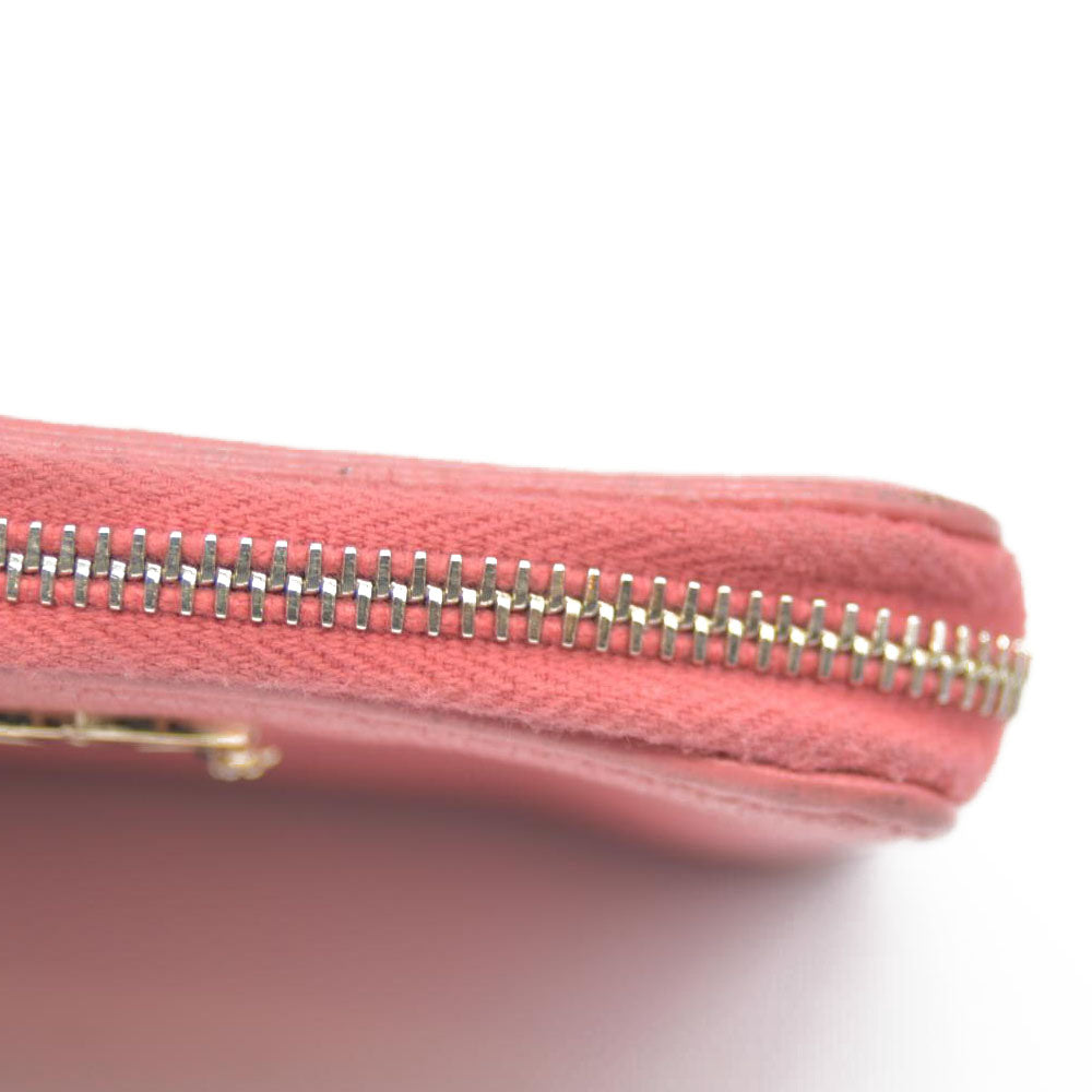 CHANEL CC Logo Leather Coin Purse Wallet Pink 26515186