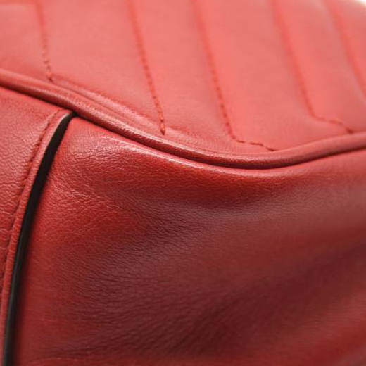 GUCCI Calfskin Matelasse Mini GG Marmont Shoulder Bag Hibiscus Red