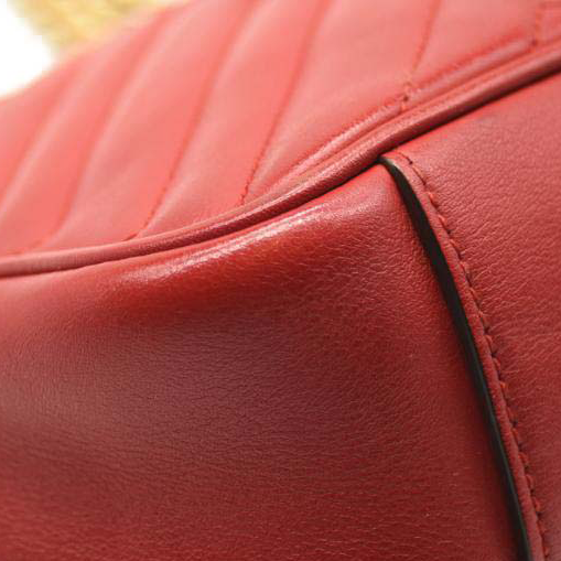 GUCCI Calfskin Matelasse Mini GG Marmont Shoulder Bag Hibiscus Red