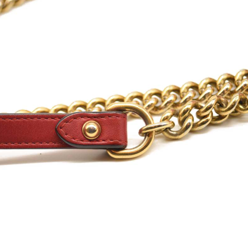 GUCCI Calfskin Matelasse Mini GG Marmont Shoulder Bag Hibiscus Red