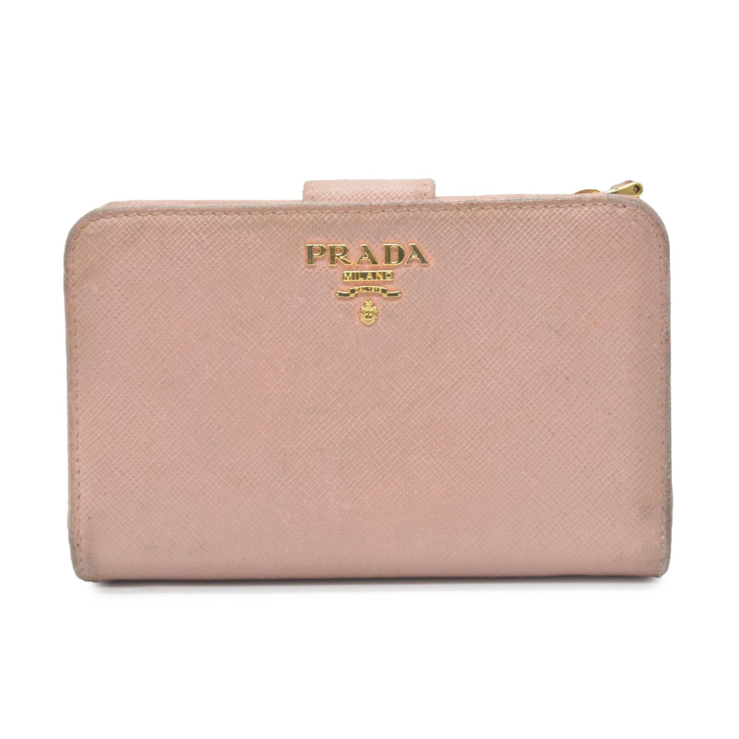 PRADA Saffiano Leather Bifold Wallet Purse Pink