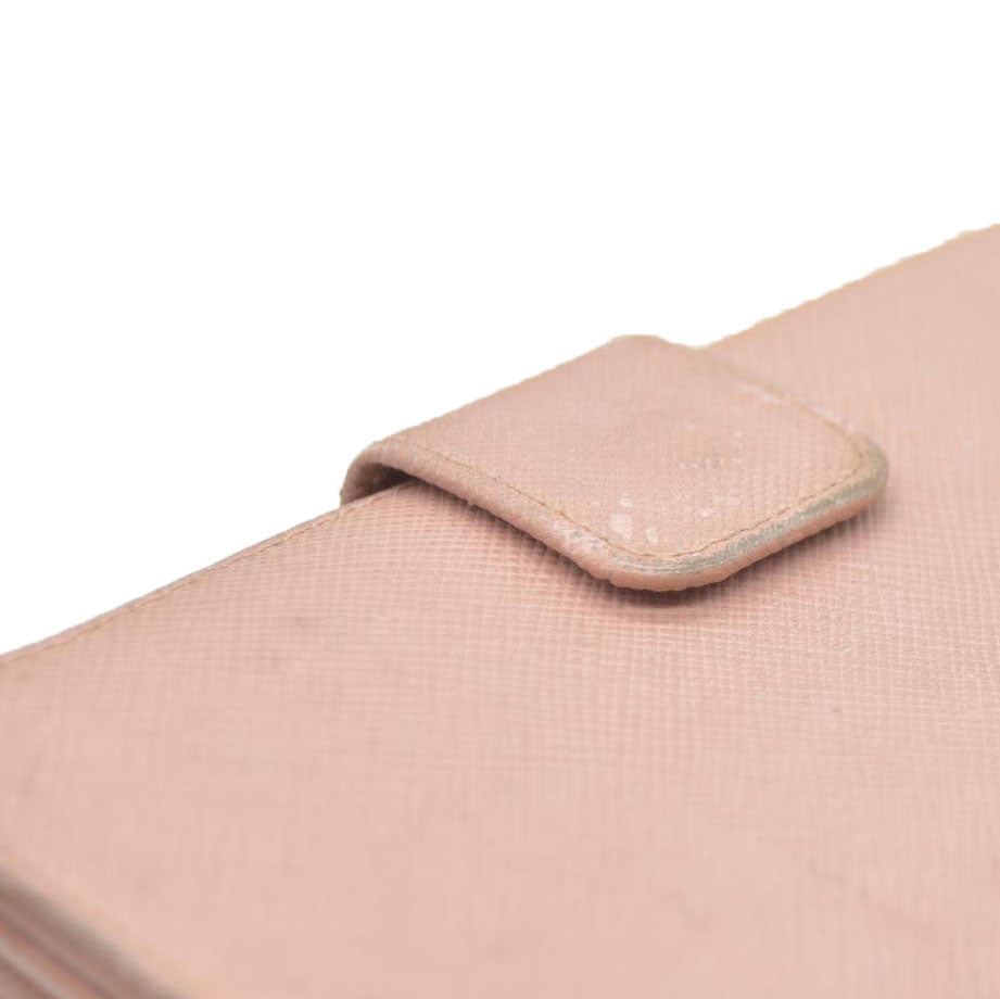 PRADA Saffiano Leather Bifold Wallet Purse Pink