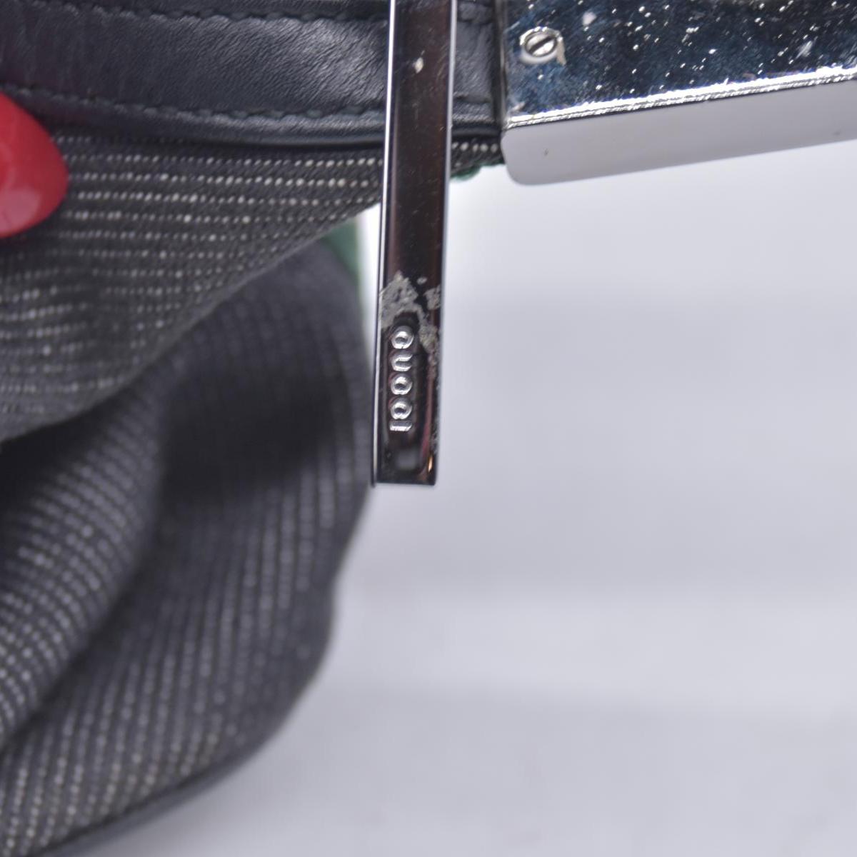 $950 GUCCI Denim Web Shoulder Bag Black CONSIGNMENT 10021242
