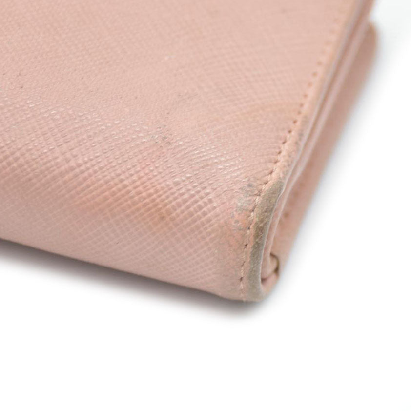 PRADA Saffiano Leather Bifold Wallet Purse Pink