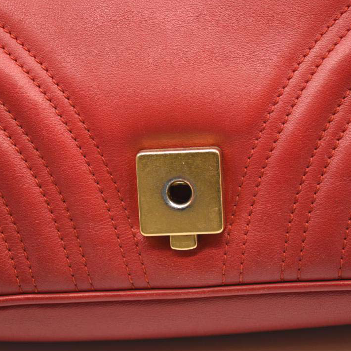 GUCCI Calfskin Matelasse Mini GG Marmont Shoulder Bag Hibiscus Red