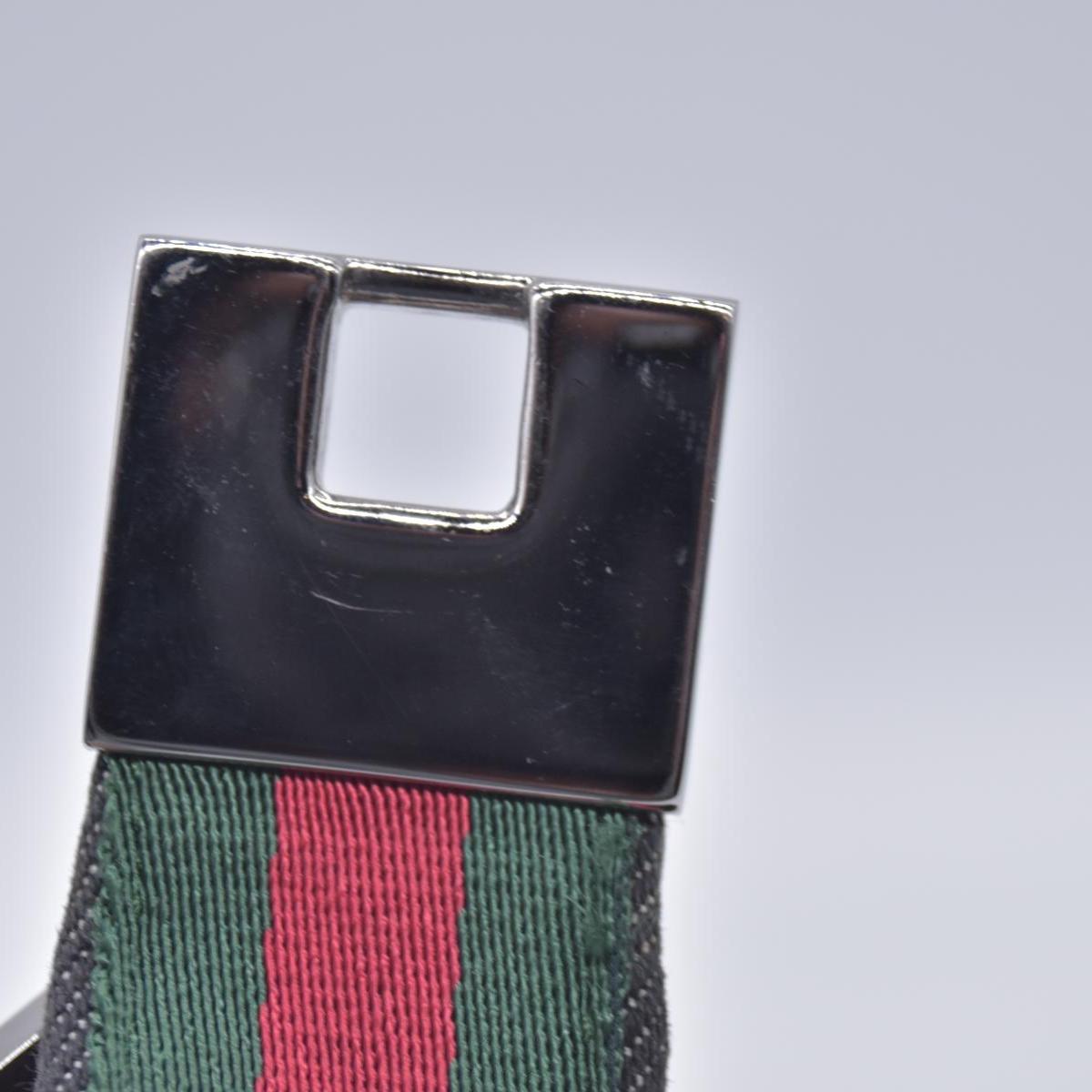 $950 GUCCI Denim Web Shoulder Bag Black CONSIGNMENT 10021242