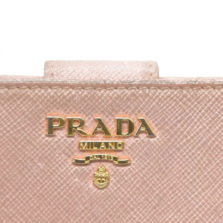 PRADA Saffiano Leather Bifold Wallet Purse Pink