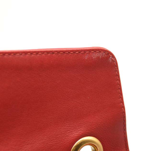 GUCCI Calfskin Matelasse Mini GG Marmont Shoulder Bag Hibiscus Red