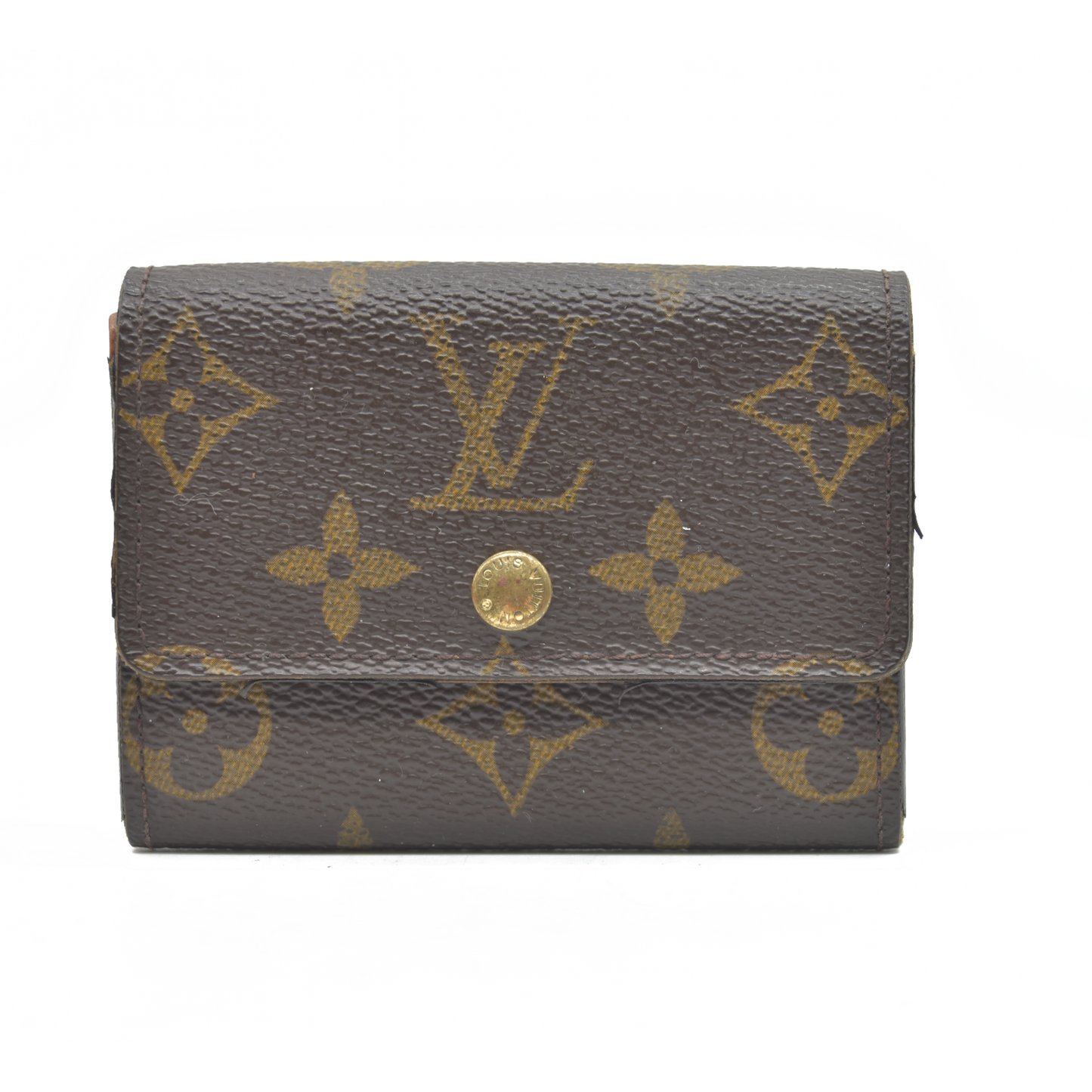 $345 Louis Vuitton Monogram Porte Monnaie Plat Coin Purse Wallet Brown MI0099 2009