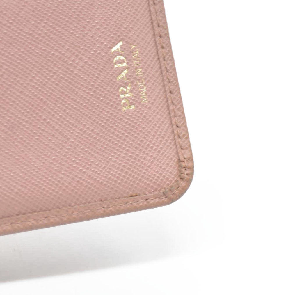 PRADA Saffiano Leather Bifold Wallet Purse Pink