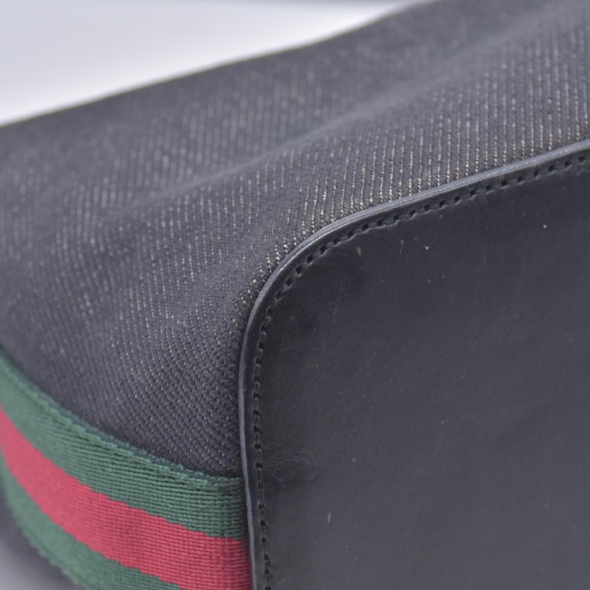 $950 GUCCI Denim Web Shoulder Bag Black CONSIGNMENT 10021242