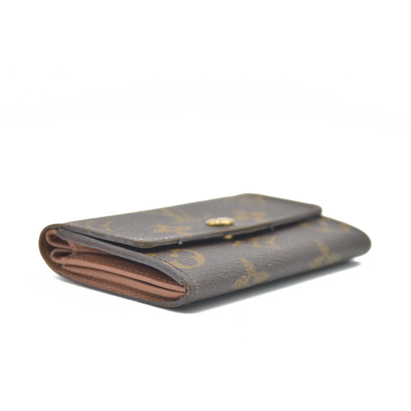 $345 Louis Vuitton Monogram Porte Monnaie Plat Coin Purse Wallet Brown MI0099 2009