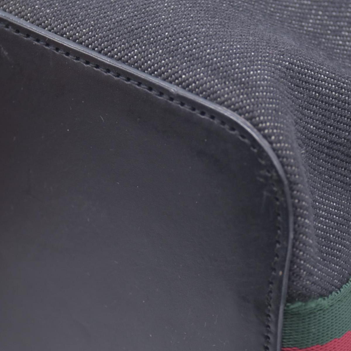 $950 GUCCI Denim Web Shoulder Bag Black CONSIGNMENT 10021242