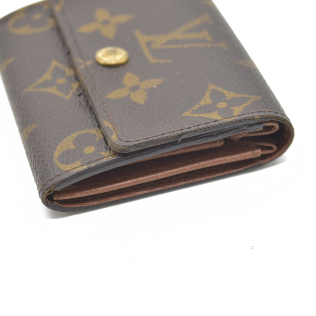 $345 Louis Vuitton Monogram Porte Monnaie Plat Coin Purse Wallet Brown MI0099 2009