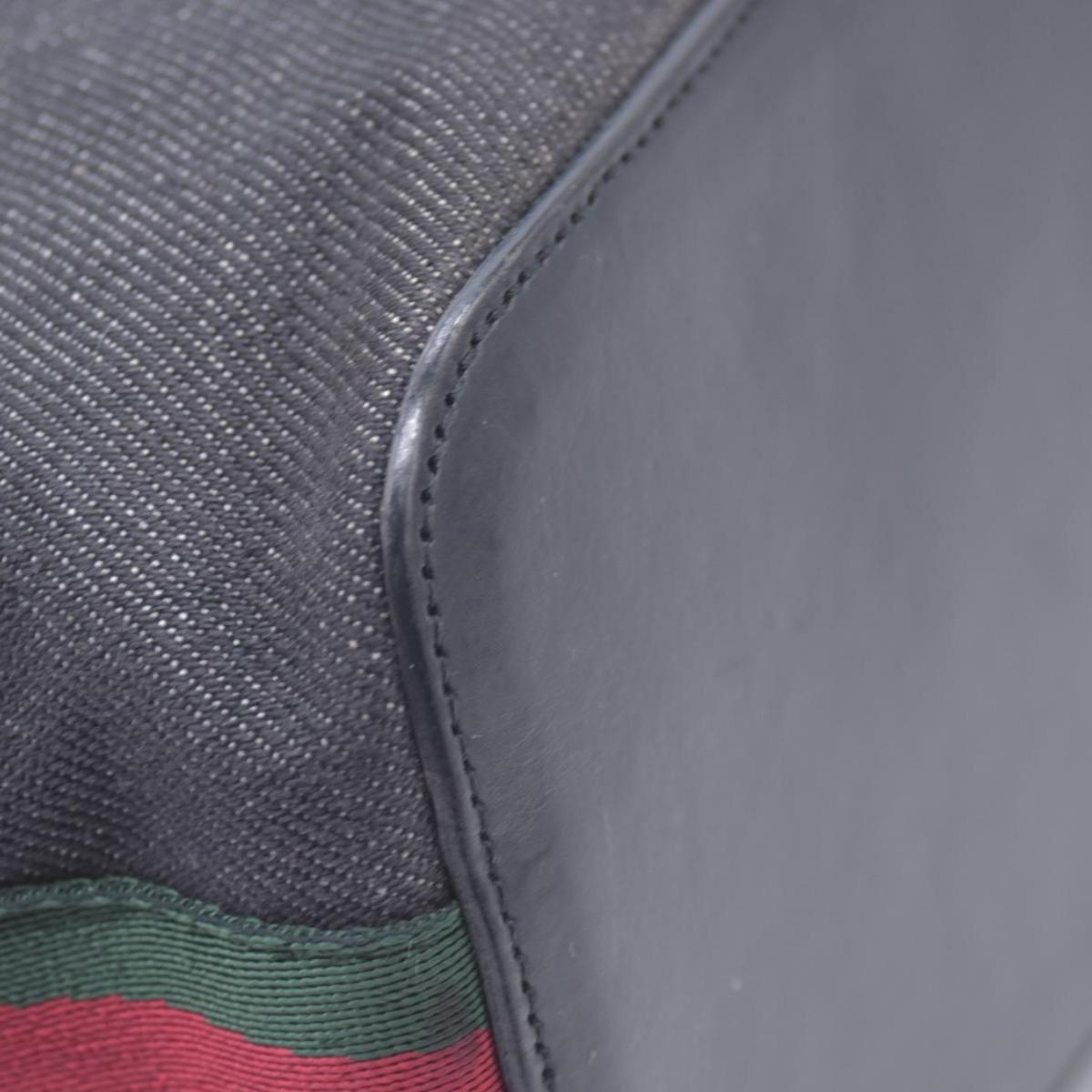 $950 GUCCI Denim Web Shoulder Bag Black CONSIGNMENT 10021242
