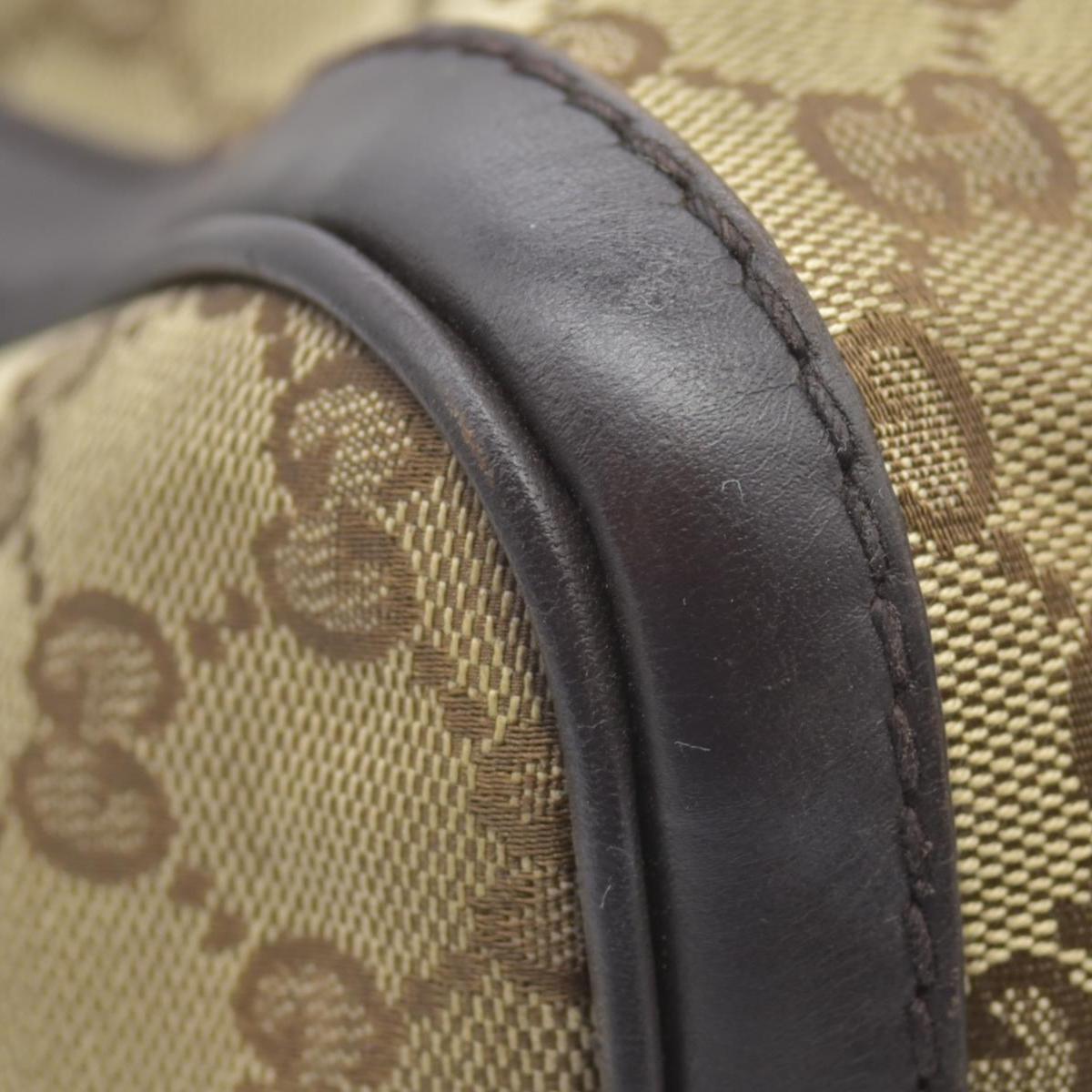 $1350 Gucci Monogram Selleria Calfskin Vintage Web Medium Boston Dark Brown