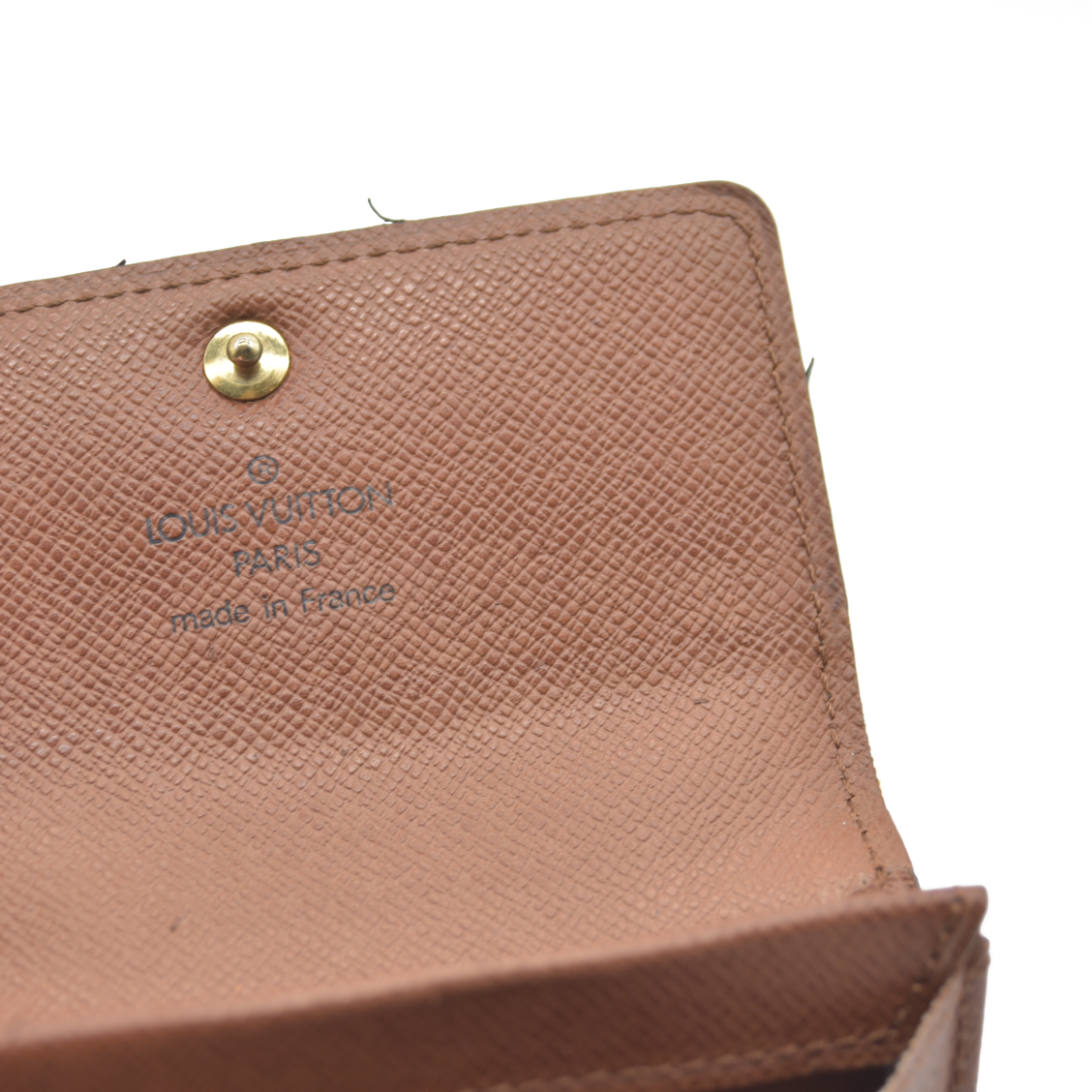 $345 Louis Vuitton Monogram Porte Monnaie Plat Coin Purse Wallet Brown MI0099 2009