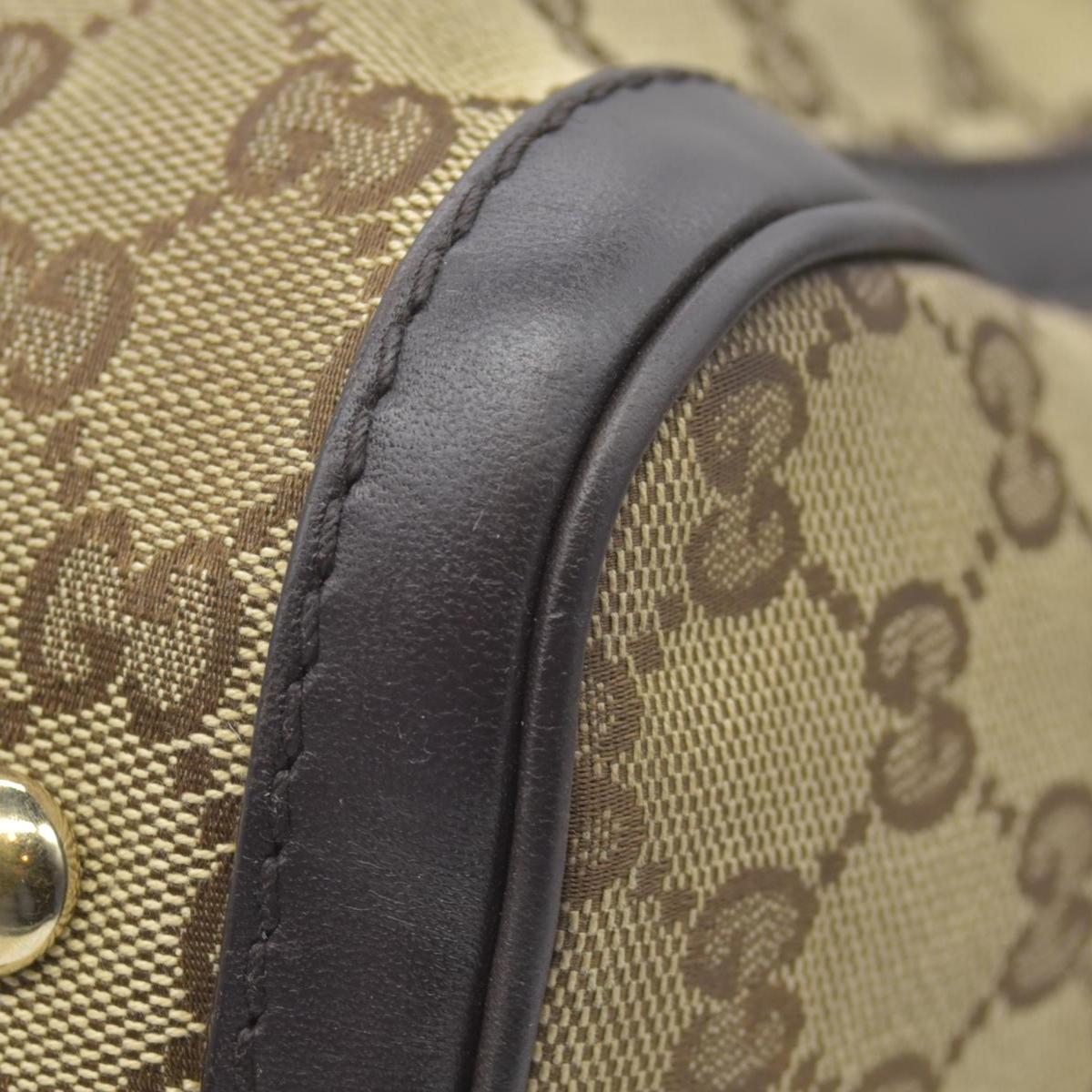 $1350 Gucci Monogram Selleria Calfskin Vintage Web Medium Boston Dark Brown